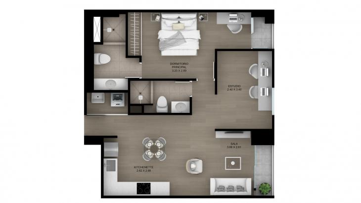 Plano del modelo Tipo 2 del proyecto ACACIAS en Miraflores