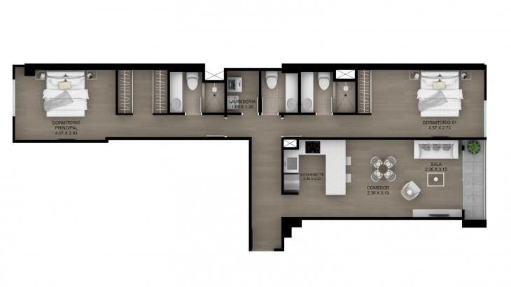 Plano del modelo Tipo 4 del proyecto ACACIAS en Miraflores