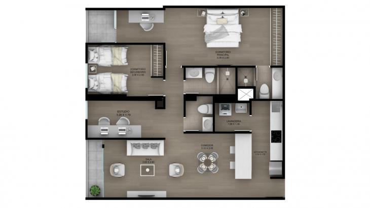 Plano del modelo Tipo 5 del proyecto ACACIAS en Miraflores