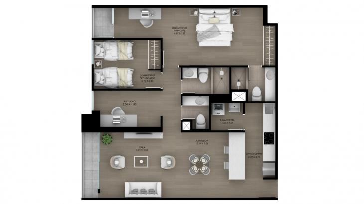 Plano del modelo Tipo 7 del proyecto ACACIAS en Miraflores