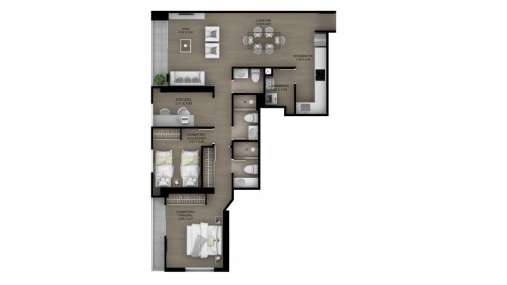 Plano del modelo Tipo 8 del proyecto ACACIAS en Miraflores