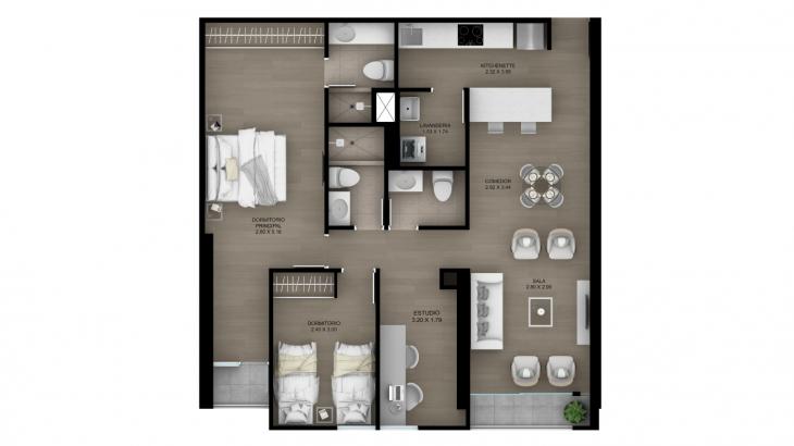 Plano del modelo Tipo 12 del proyecto ACACIAS en Miraflores