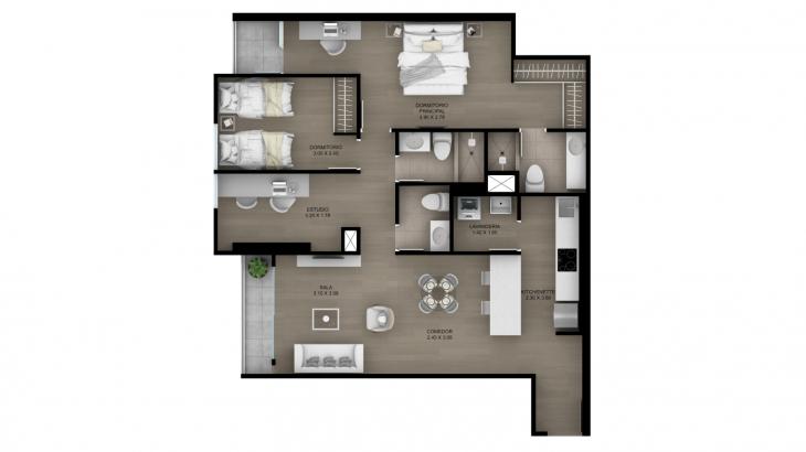 Plano del modelo Tipo 13 del proyecto ACACIAS en Miraflores
