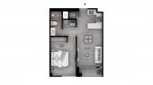Plano del modelo Tipo B2 del proyecto The Muse en Barranco