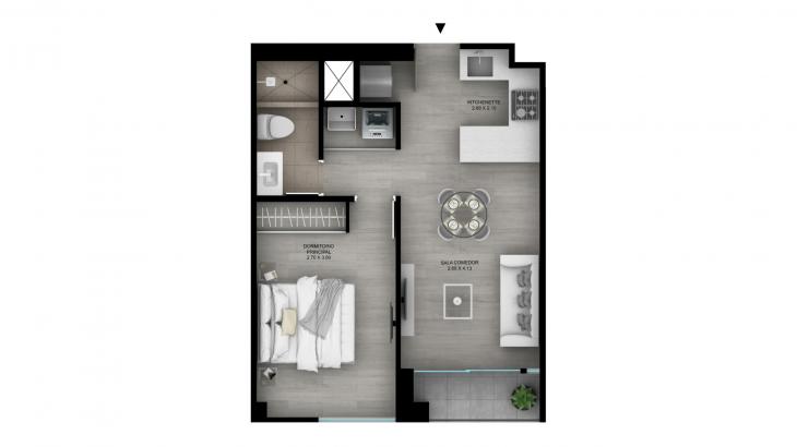 Plano del modelo Tipo B2 del proyecto The Muse en Barranco