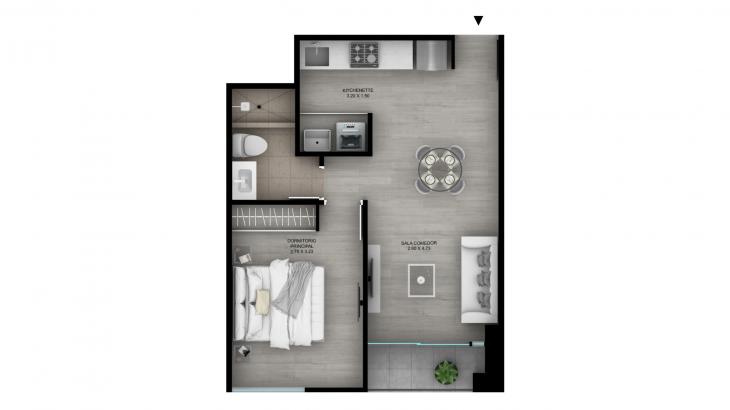 Plano del modelo Tipo B3 del proyecto The Muse en Barranco