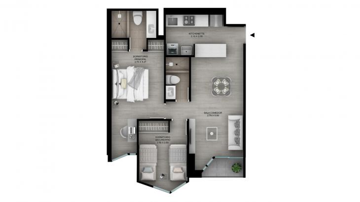 Plano del modelo Tipo B12 X del proyecto The Muse en Barranco