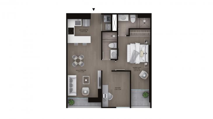 Plano del modelo Tipo A1 del proyecto Legacy en Miraflores