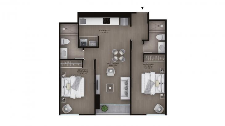 Plano del modelo Tipo A2 del proyecto Legacy en Miraflores