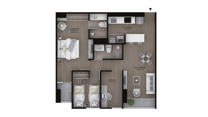 Plano del modelo Tipo A3 del proyecto Legacy en Miraflores