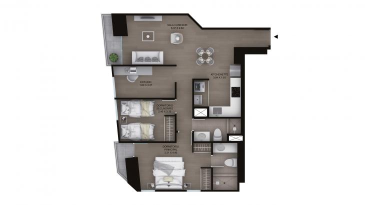 Plano del modelo Tipo A6 del proyecto Legacy en Miraflores