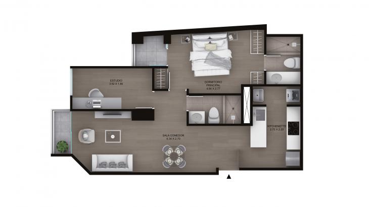 Plano del modelo Tipo A7 del proyecto Legacy en Miraflores