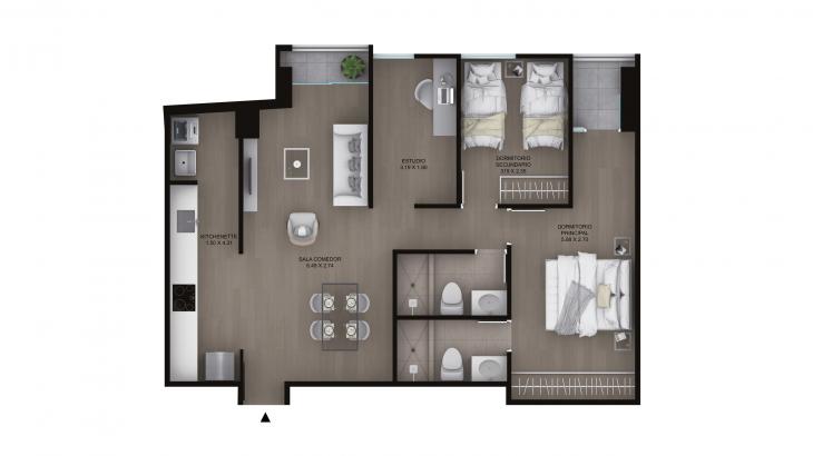 Plano del modelo Tipo A8 del proyecto Legacy en Miraflores
