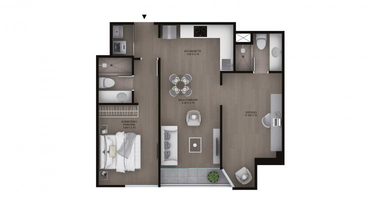 Plano del modelo Tipo B2 del proyecto Legacy en Miraflores