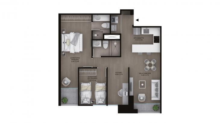 Plano del modelo Tipo B4 del proyecto Legacy en Miraflores
