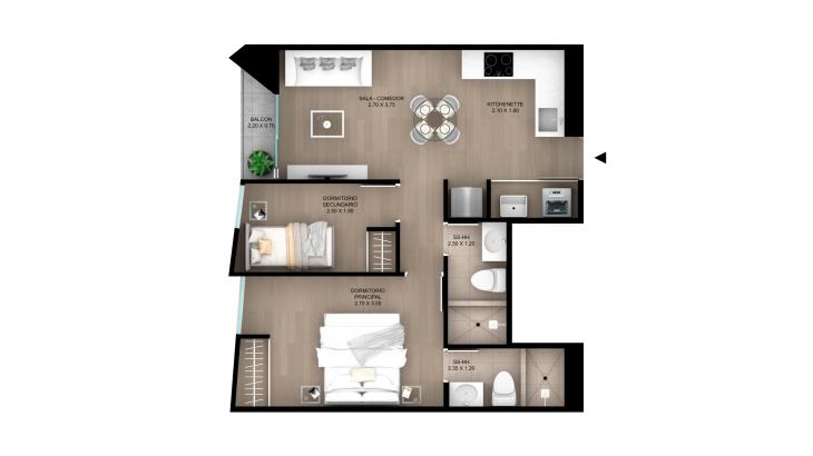 Plano del modelo Tipo 4 del proyecto Skyline en Magdalena Del Mar