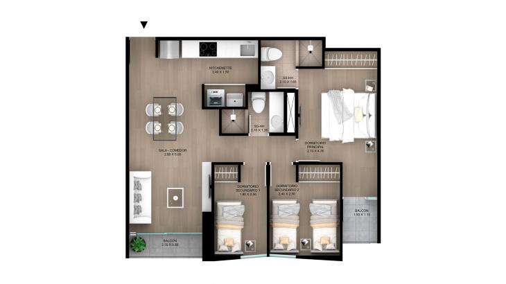 Plano del modelo Tipo 7 del proyecto Skyline en Magdalena Del Mar