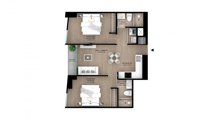 Plano del modelo Tipo 5 del proyecto Skyline en Magdalena Del Mar