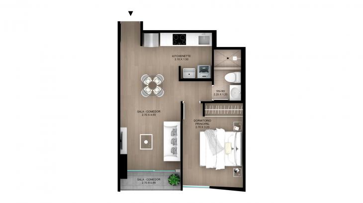 Plano del modelo Tipo 8 del proyecto Skyline en Magdalena Del Mar