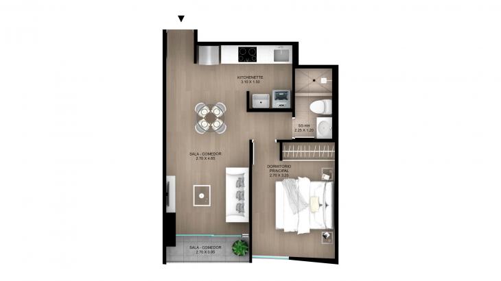 Plano del modelo Tipo 9 del proyecto Skyline en Magdalena Del Mar