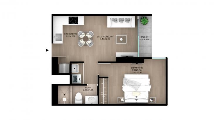 Plano del modelo Tipo 15 del proyecto Skyline en Magdalena Del Mar