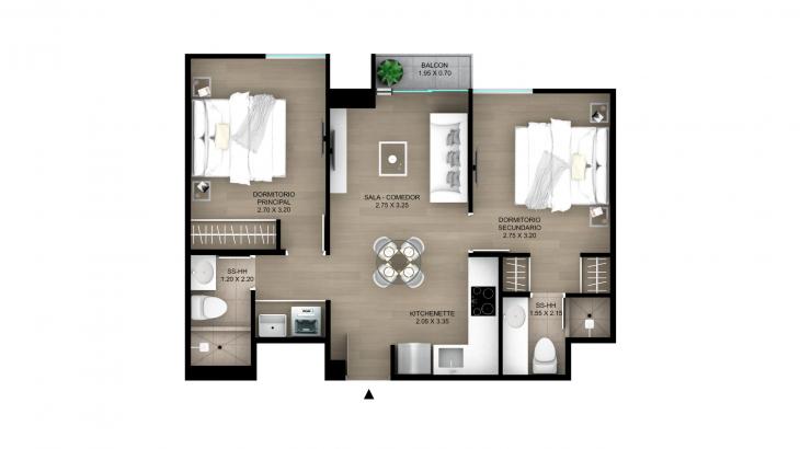 Plano del modelo Tipo 21 del proyecto Skyline en Magdalena Del Mar