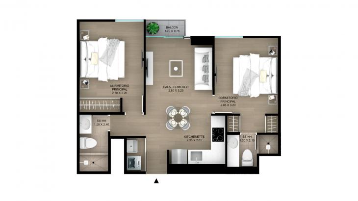 Plano del modelo Tipo 22 del proyecto Skyline en Magdalena Del Mar