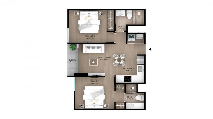 Plano del modelo Tipo 19 del proyecto Skyline en Magdalena Del Mar
