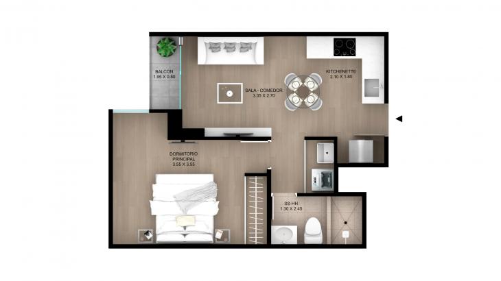 Plano del modelo Tipo 20 del proyecto Skyline en Magdalena Del Mar