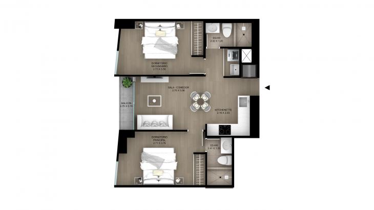 Plano del modelo Tipo 5 del proyecto Skyline en Magdalena Del Mar