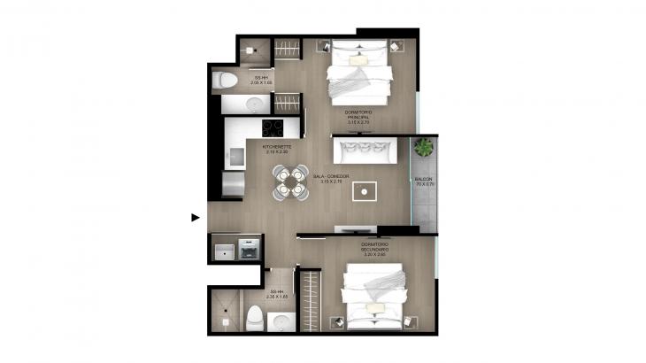 Plano del modelo Tipo 16 del proyecto Skyline en Magdalena Del Mar