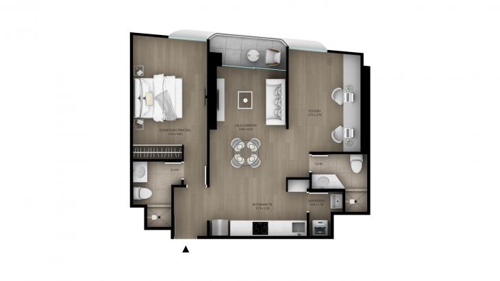 Plano del modelo TIPO 2 del proyecto 1200 Larco en Miraflores