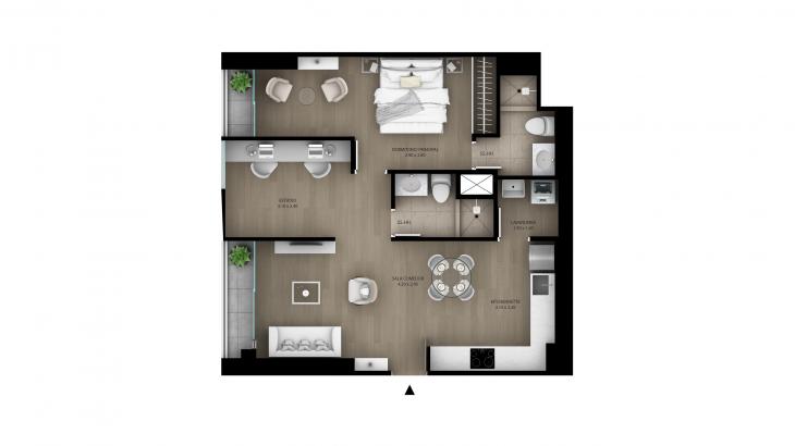 Plano del modelo TIPO 5 del proyecto 1200 Larco en Miraflores