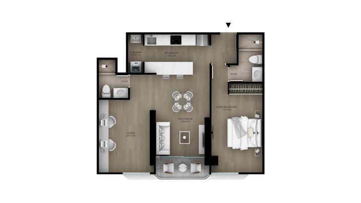 Plano del modelo TIPO 7 del proyecto 1200 Larco en Miraflores