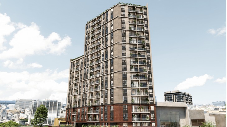 Fachada principal del proyecto Centrix 28 en Miraflores