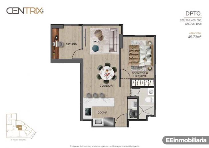 Plano del modelo Tipo 08 del proyecto Centrix 28 en Miraflores