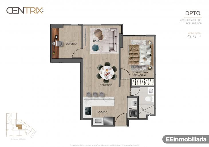 Plano del modelo Tipo 08 del proyecto Centrix 28 en Miraflores