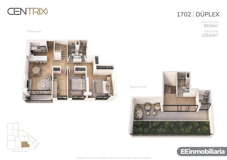 Plano del modelo Dúplex 1702 del proyecto Centrix 28 en Miraflores