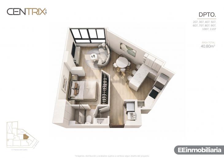 Plano del modelo Tipo 07 del proyecto Centrix 28 en Miraflores