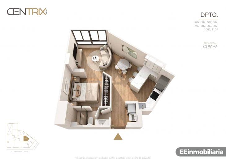 Plano del modelo Tipo 07 del proyecto Centrix 28 en Miraflores