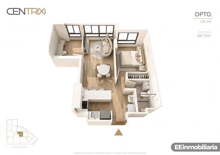 Plano del modelo Tipo 08 del proyecto Centrix 28 en Miraflores