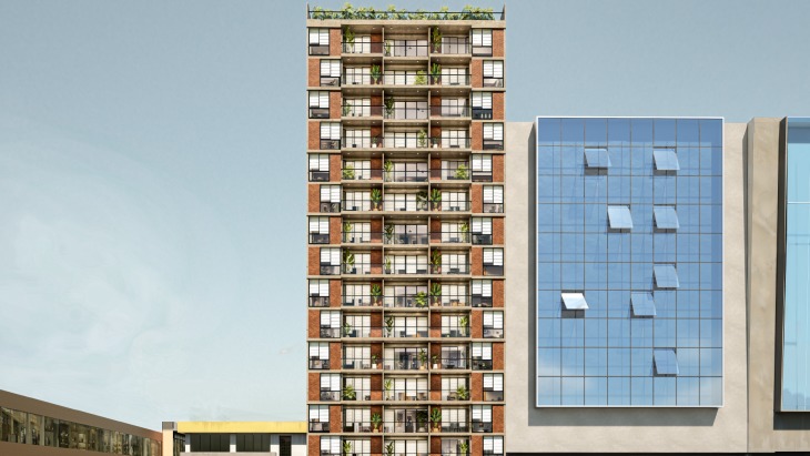 Fachada principal del proyecto Central Home Chacarilla en Santiago De Surco