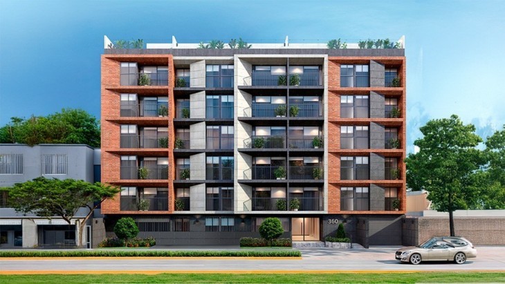 Fachada principal del proyecto Navarra 360 en Santiago De Surco