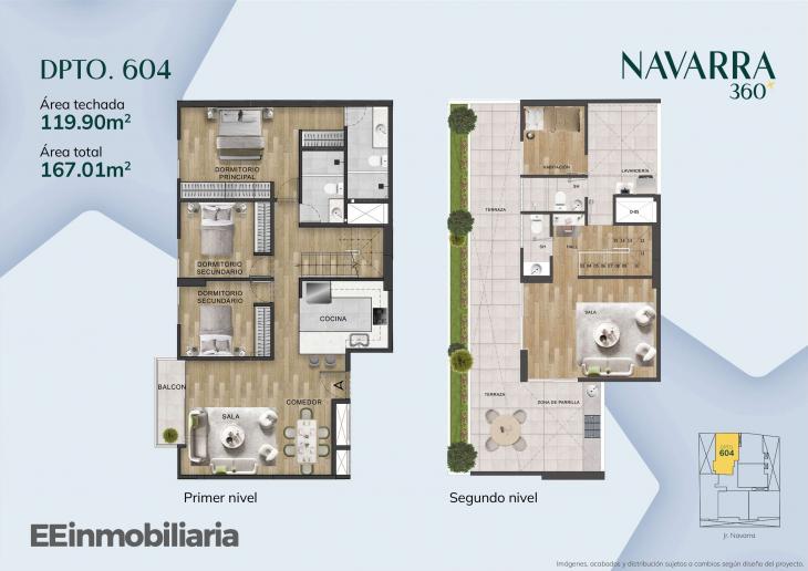 Plano del modelo Dpto. 604 del proyecto Navarra 360 en Santiago De Surco