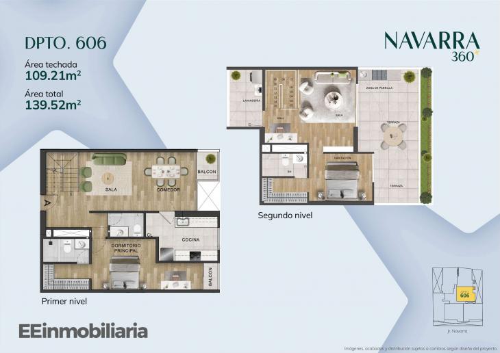 Plano del modelo Dpto. 606 del proyecto Navarra 360 en Santiago De Surco