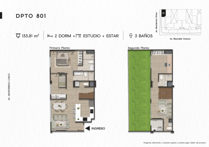 Plano del modelo DPTO. 801 del proyecto TEN Apartments en Santiago De Surco