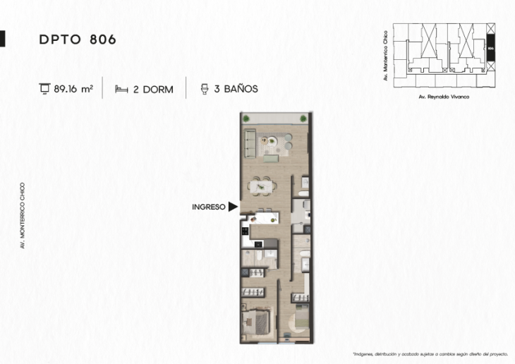 Plano del modelo DPTO. 806 del proyecto TEN Apartments en Santiago De Surco