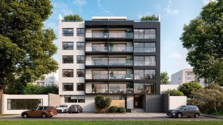 Fachada principal del proyecto Floresta Living 444 en Santiago De Surco