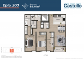 Plano del modelo Típico 3-A del proyecto Castello en Santiago De Surco