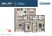 Plano del modelo Típico 4-B del proyecto Castello en Santiago De Surco